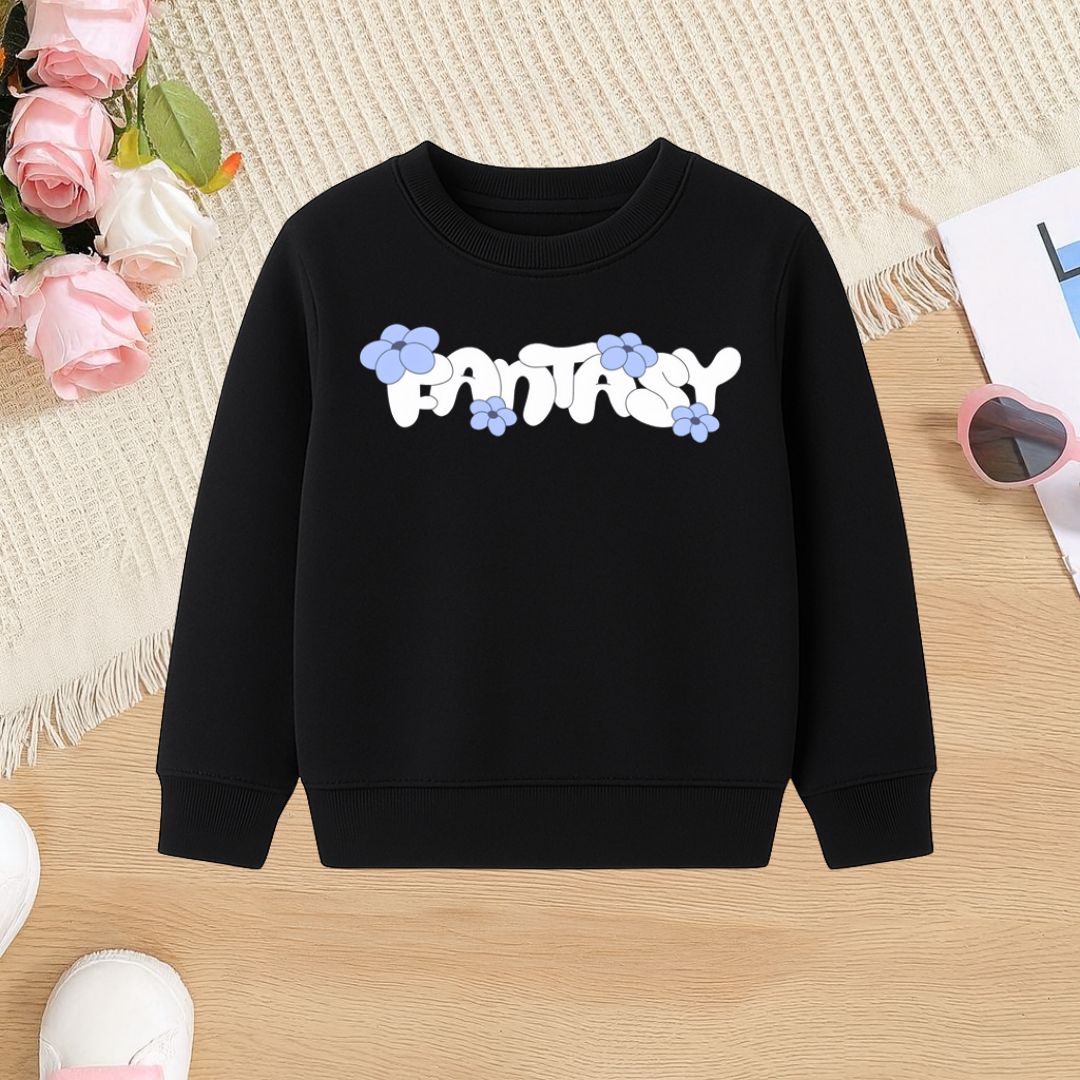 Fantasy Flowers Printed Black sweatshirt