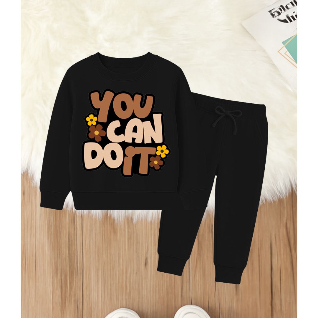 You Can do It Black Track suite for kids