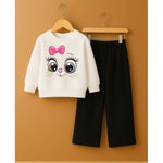 Big Eyes white sweatshirt with open bottom trouser