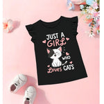 Just a girl Who loves cat Floral T-shirt for girls