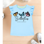 Butterflies Printed t shirt for girls sky blue