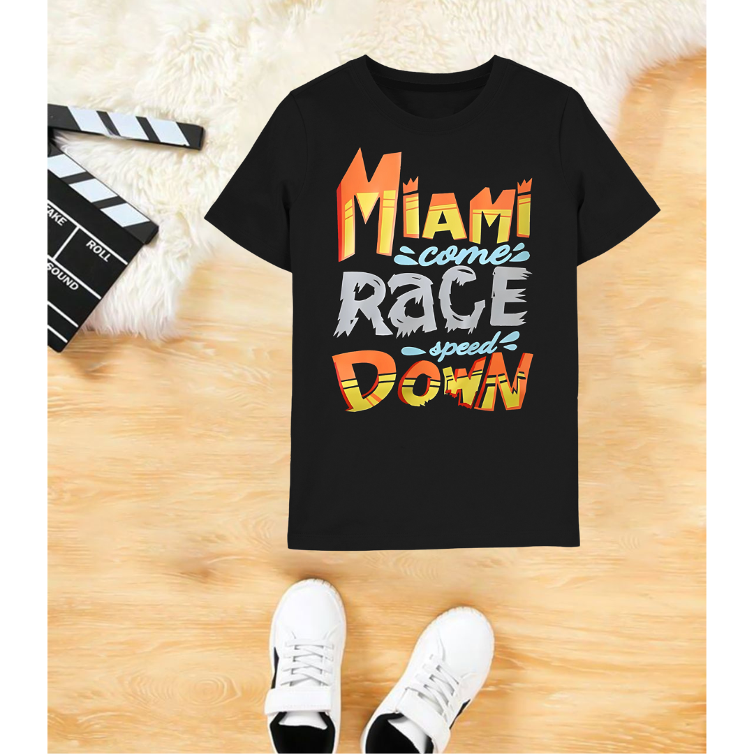 Miami Racing Down Black t shirt for boys