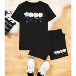Flowers PrintedBlack Set for girls