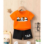 Panda Printed Orange set with trouser for Girls & Boys