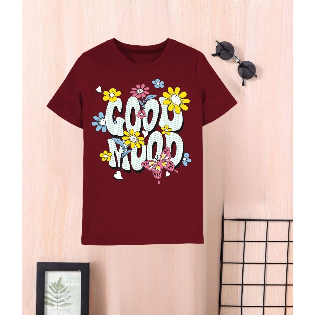 Good Mood flowers printed t shirt