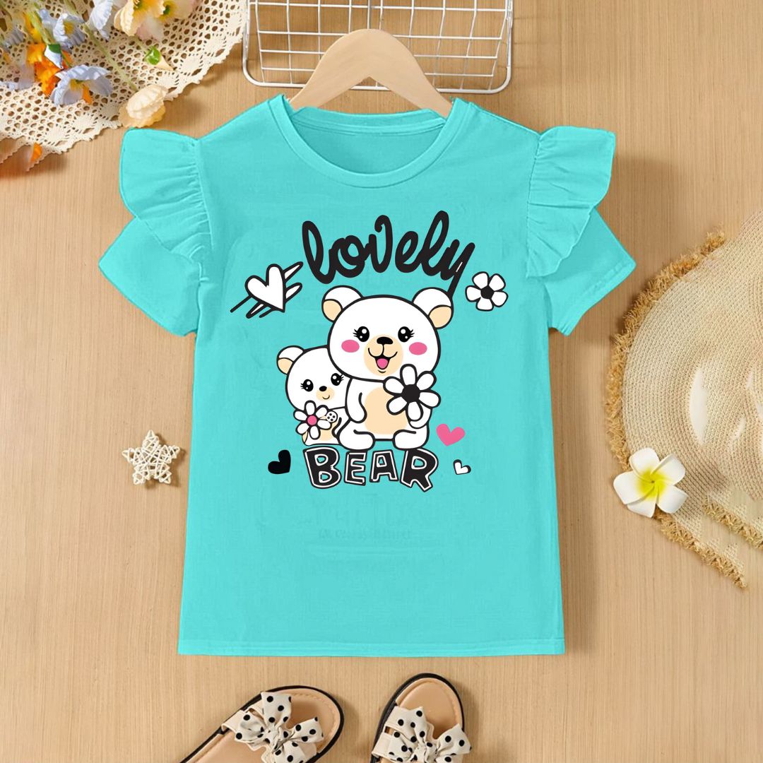 Lovely Bear See Green Girls T-shirt