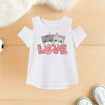 Cute Cate Cold Shoulder girls t shirt