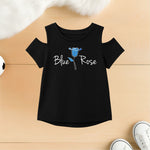 Blue Rose Cold shoulder t shirt for girls