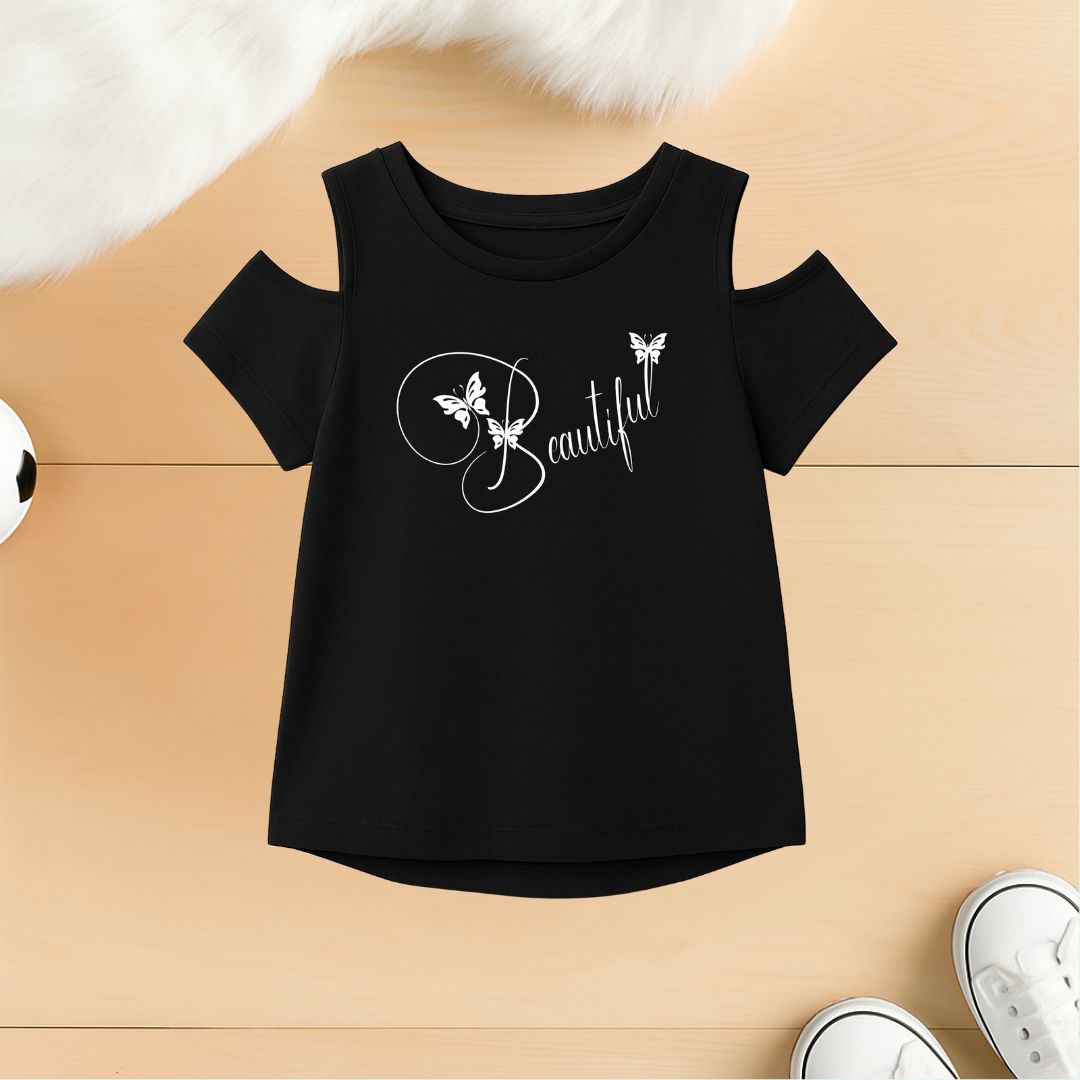 Beautiful cold shoulder girls t shirt