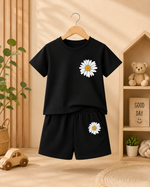 Flower printed black suite for Girls