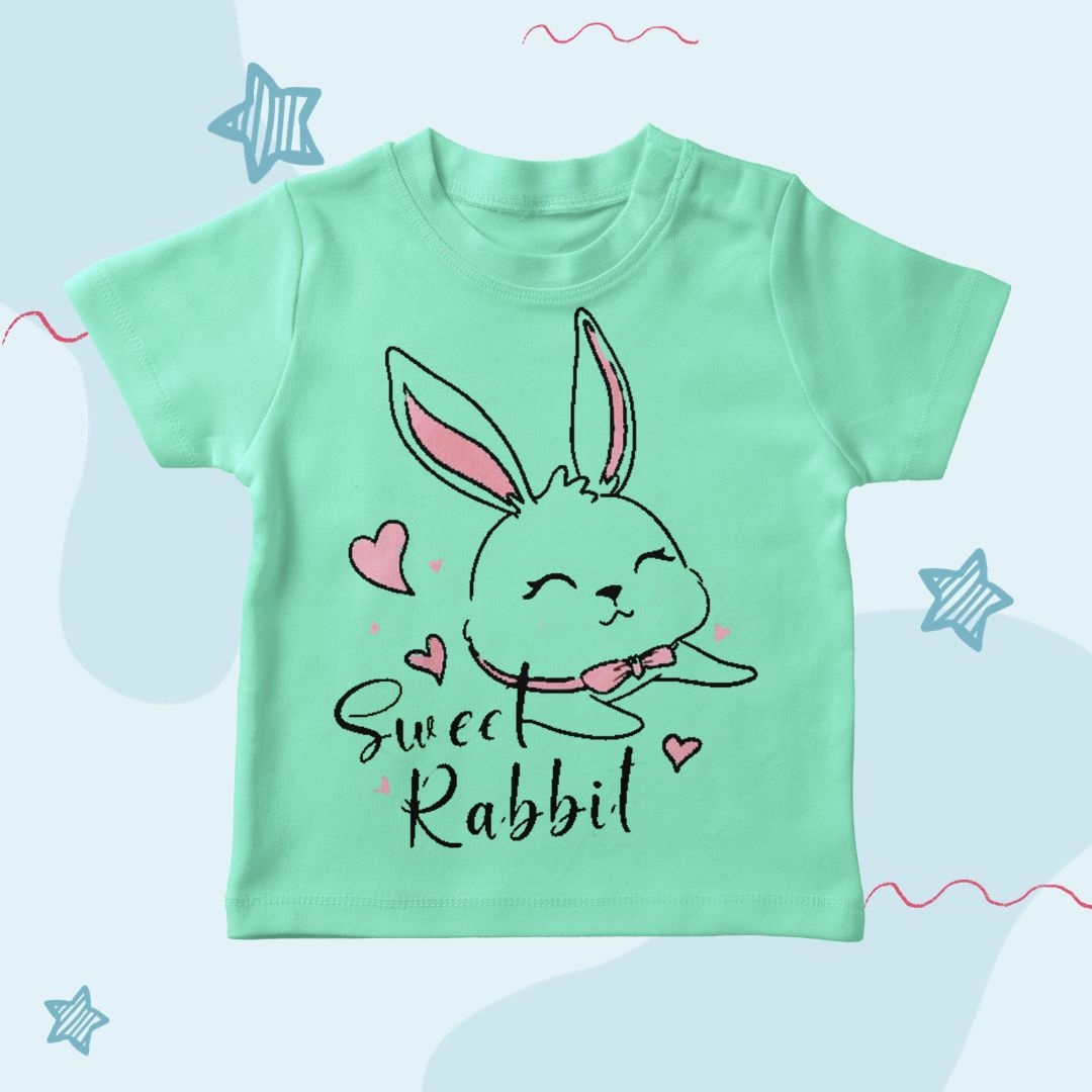 Sweat Rabbit printed T shirt for Girls