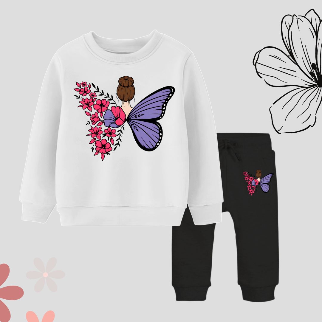 Butterfly Sweatshirt and trouser for girls