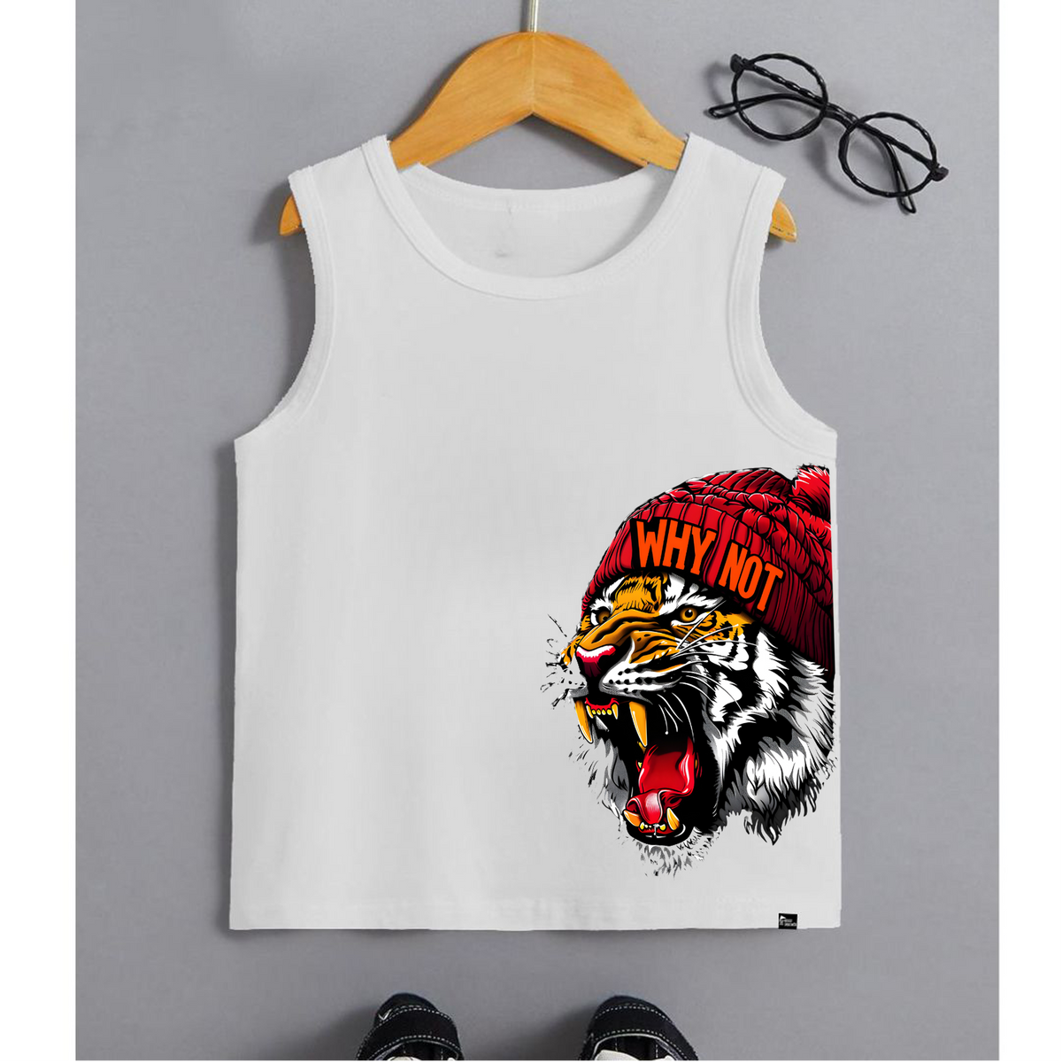 Tiger Printed White sando for boys