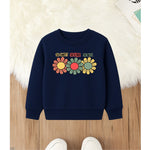 So sweat flowers printed navy blue sweatshirt