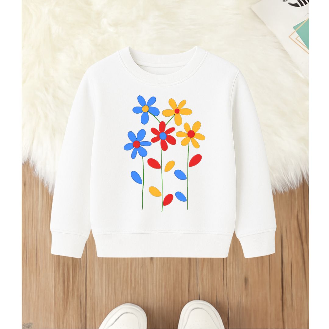 Multi Flowers printed white sweatshirt