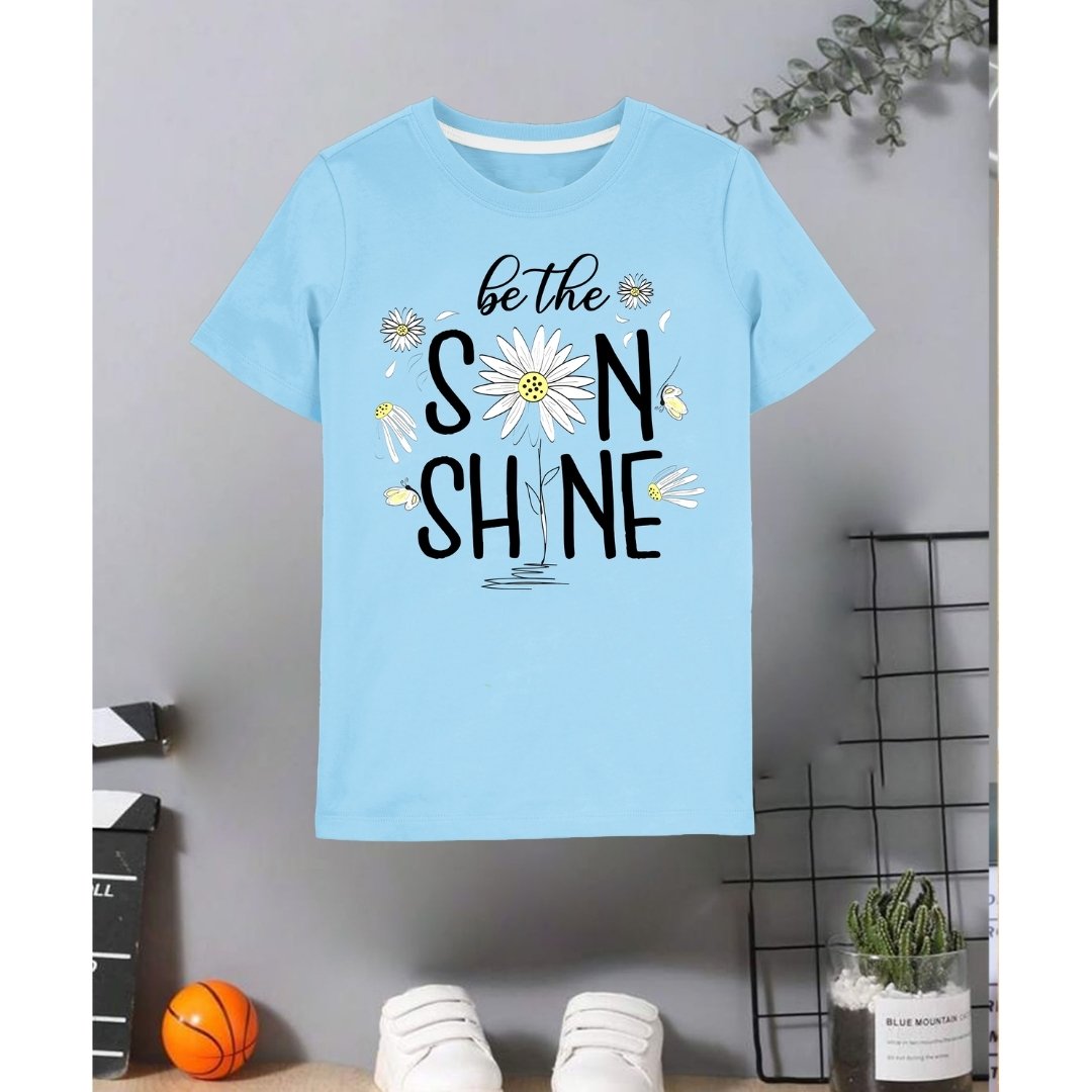Be the sun shine half sleeves sky blue T-shirt