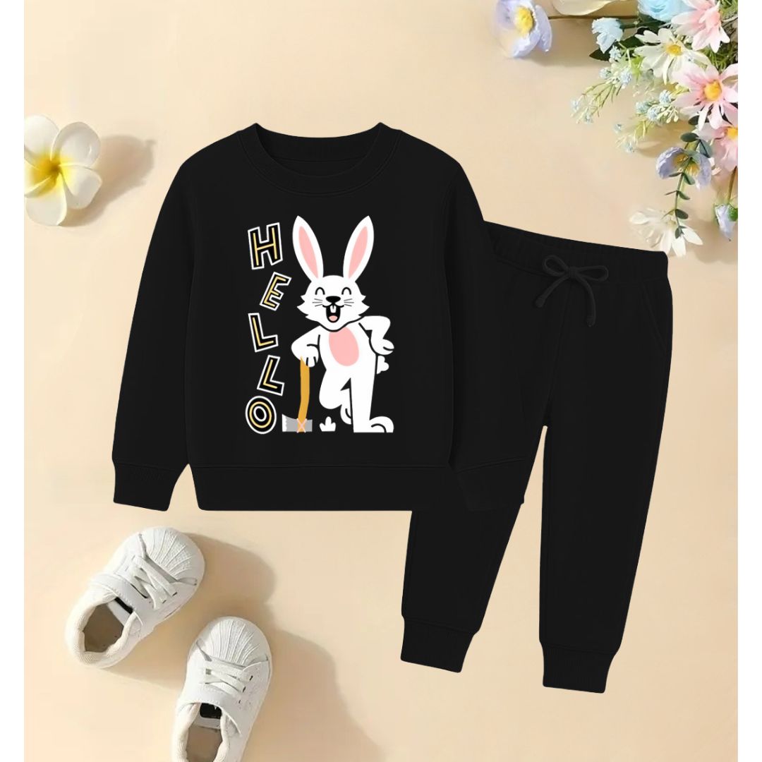 Cute Rabbit Black Track suite for kids