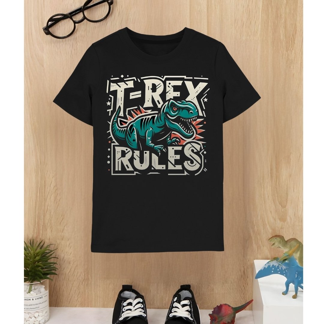 T-rex Rules Black T-shirt for boys