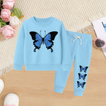 Butterfly sweatshirt with printed Trouser Sky Blue