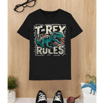 T-rex Rules Black T-shirt for boys