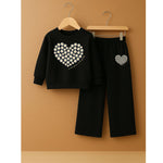 Beautiful Heart Printed Suite with Open bottom trouser