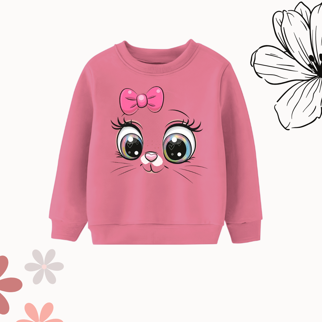 Big eyes printed sweatshirt for girls