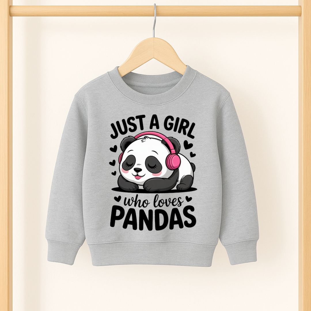Girl Who loves Pandas Gry Sweatshirt