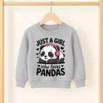 Girl Who loves Pandas Gry Sweatshirt