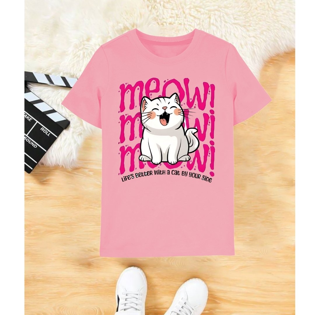Meow Little cat Pink T-shirt