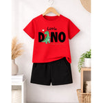 Little Dino Red shirt With Black Pain Short