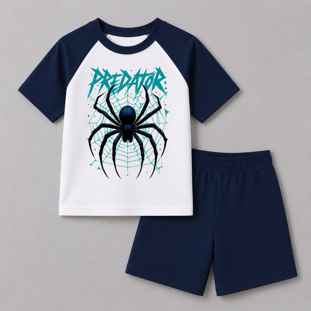 🕷️ Predator Spider Raglan T-Shirt & Shorts Set