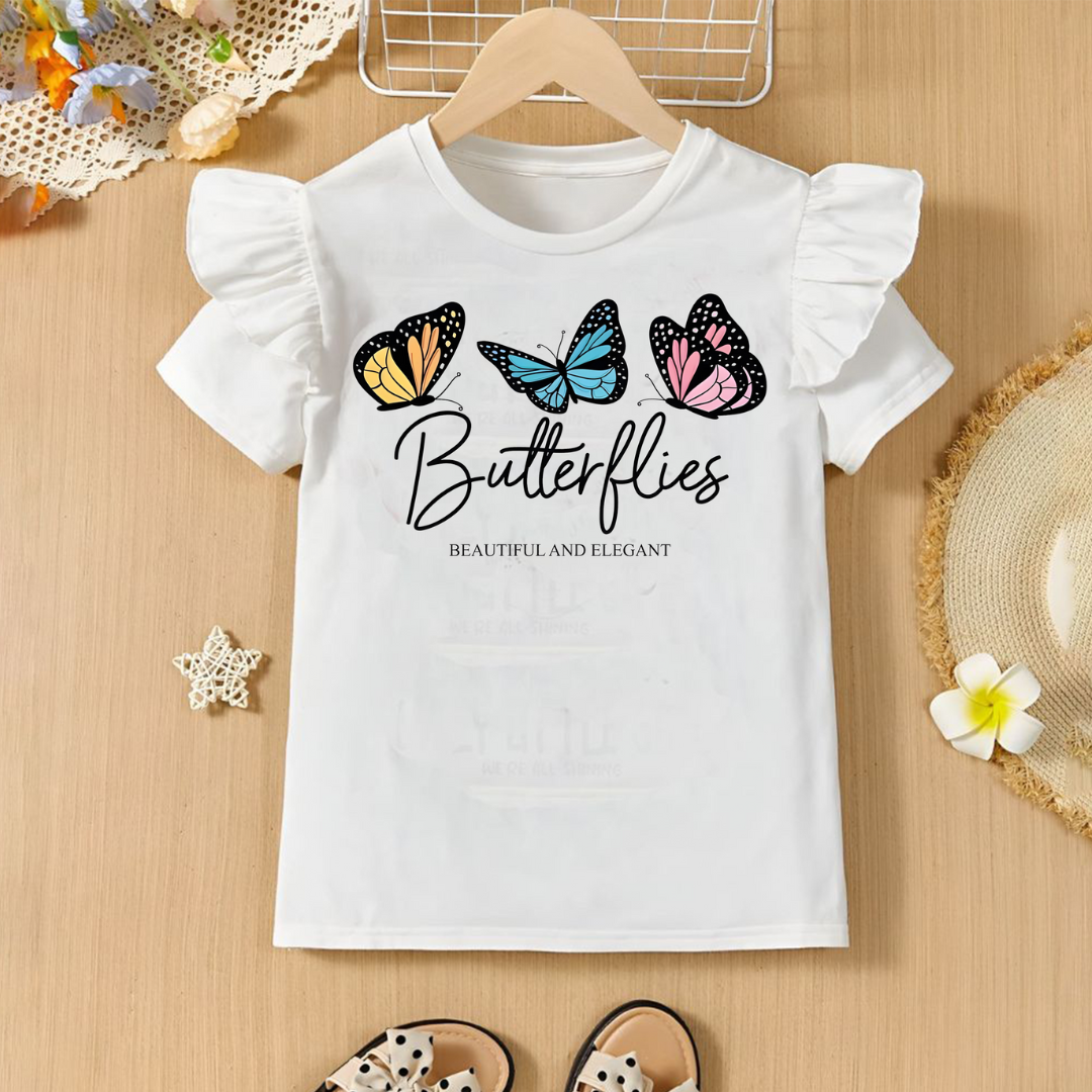 Butterflies White girls t shirt