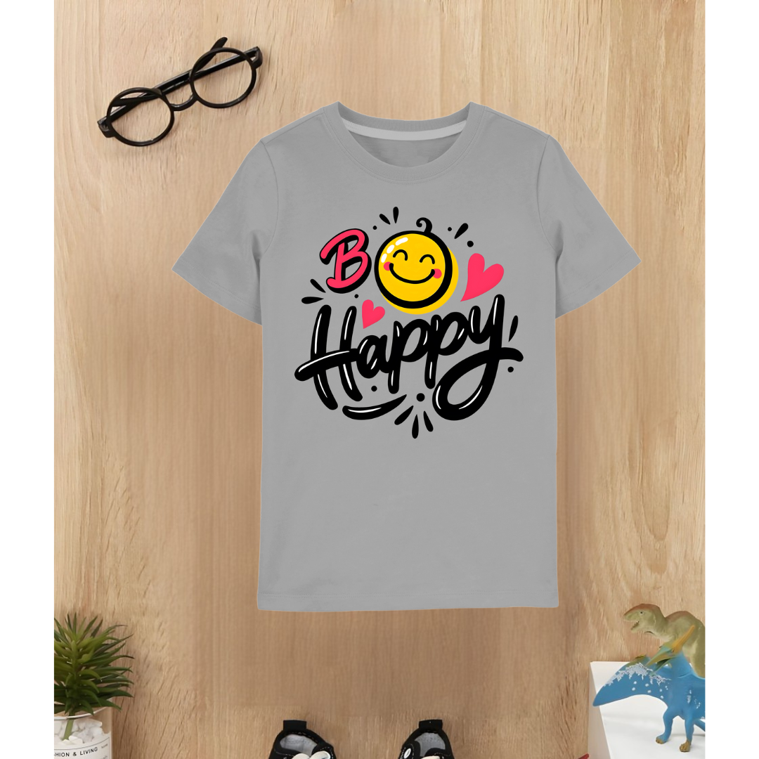 Be Happy gry t shirt