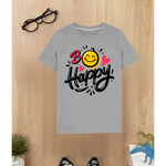 Be Happy gry t shirt