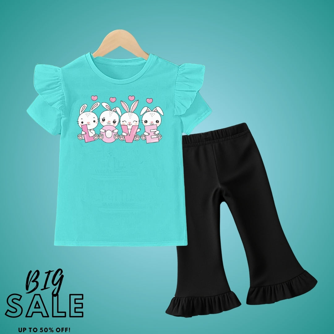 Love Rabbits Floral T-shirt & Trouser set