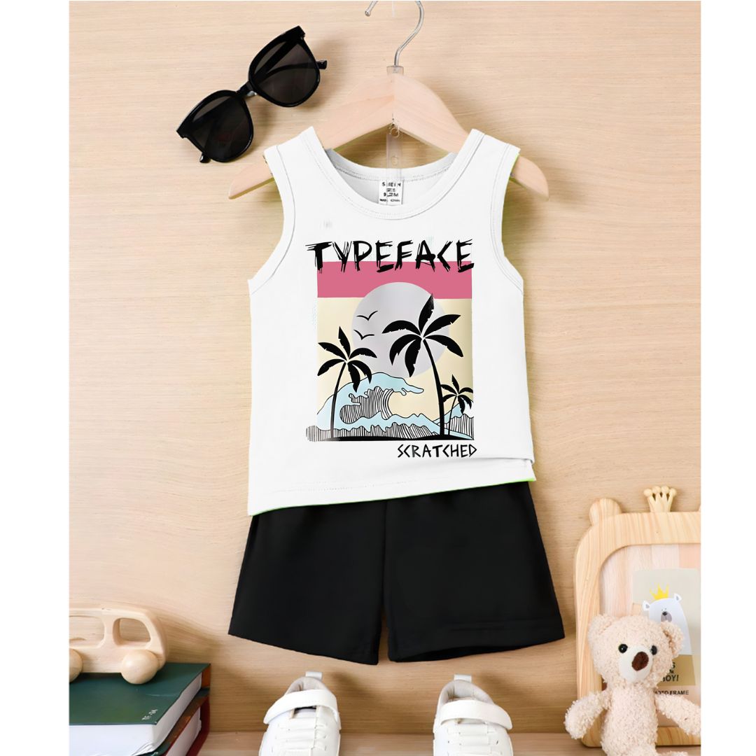 Beach Printed White Sando set