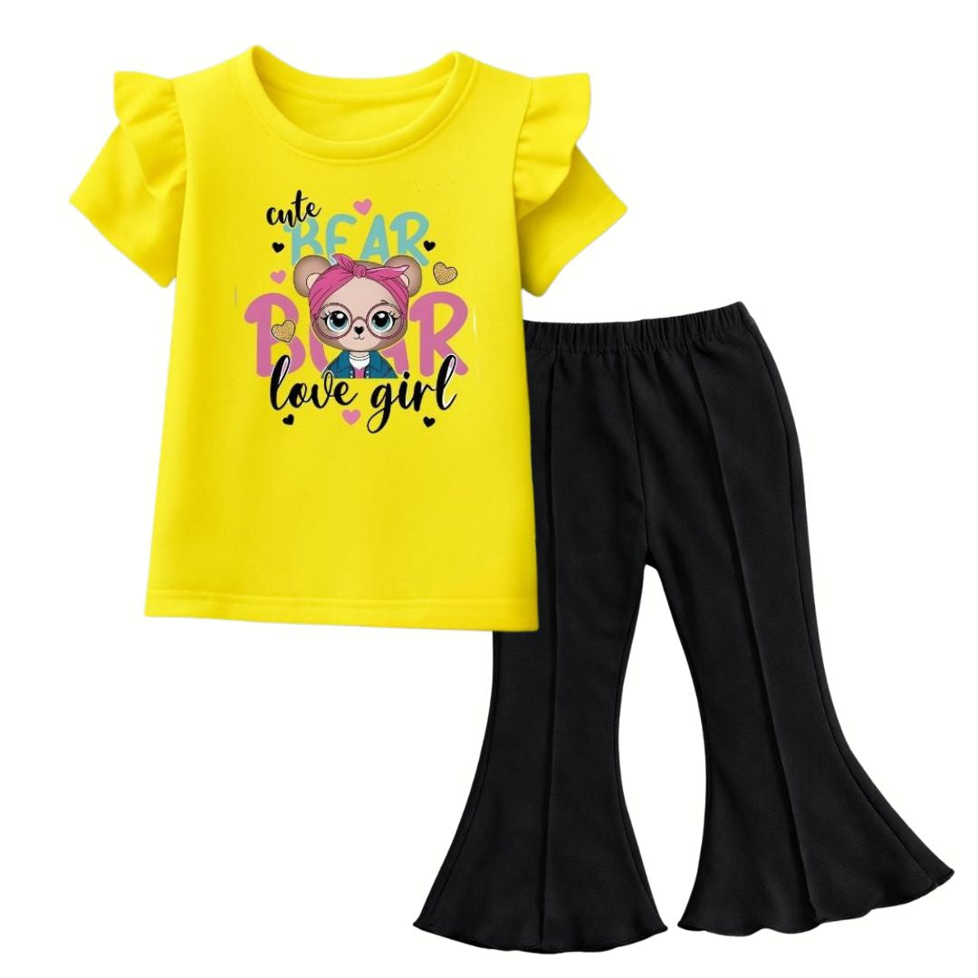 Bear girl Floral T-shirt & Trouser set
