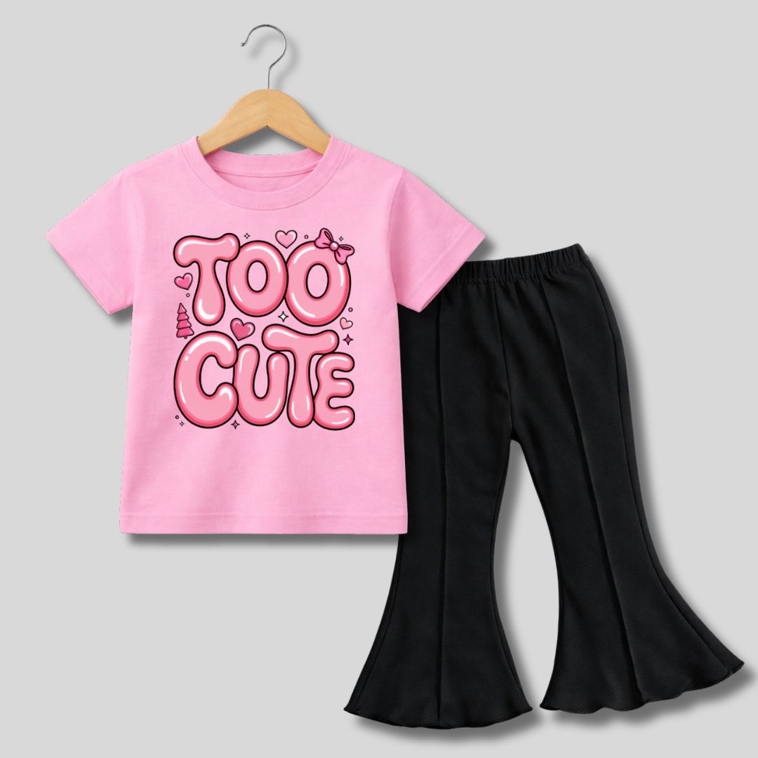 Too Cute Suite With Bell Bottom Black Girls Trouser