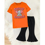 Totally Adorable Orange Suite For girls with Black be bottom style trouser