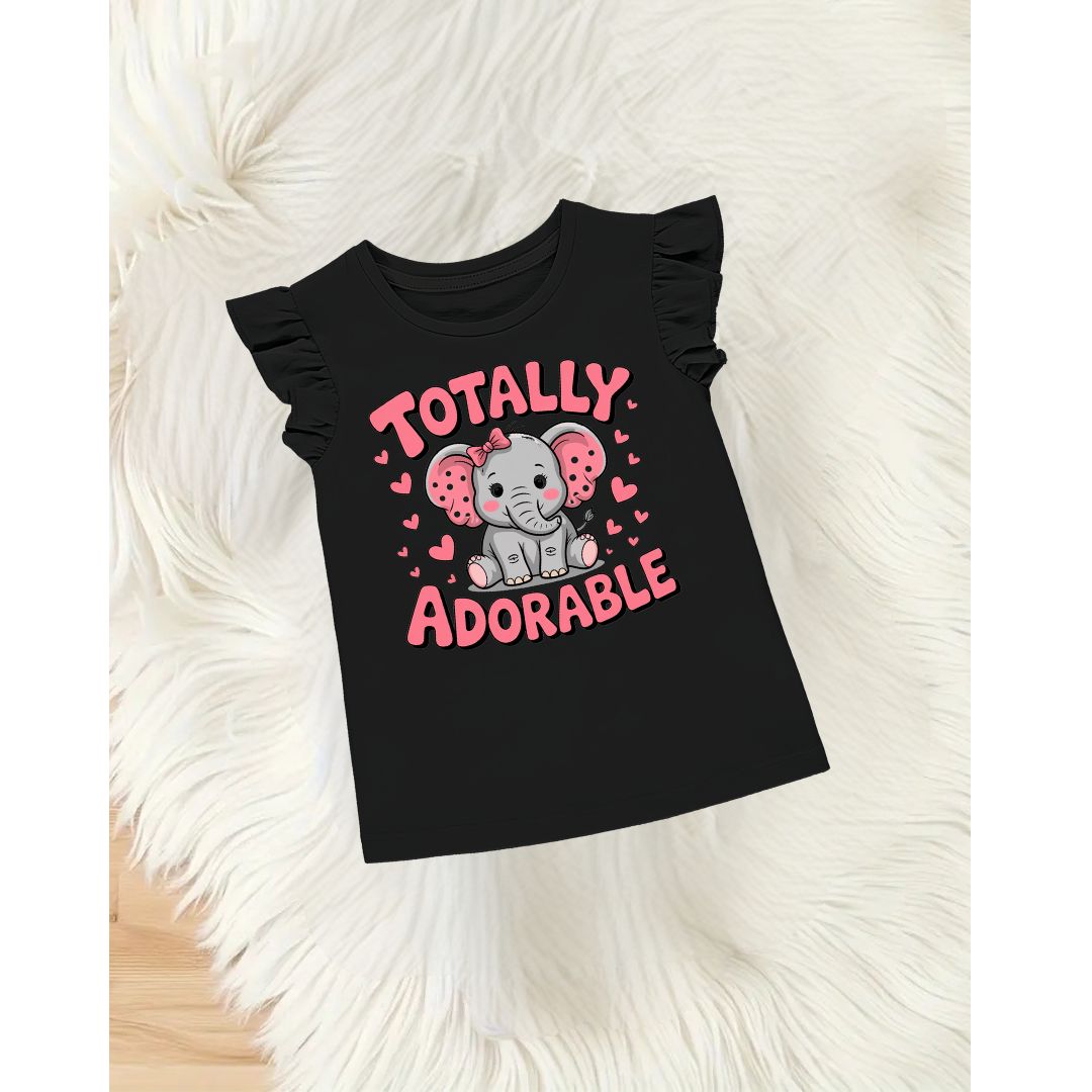 Totally Adorable Black Frill Sleeves T-shirt for girls