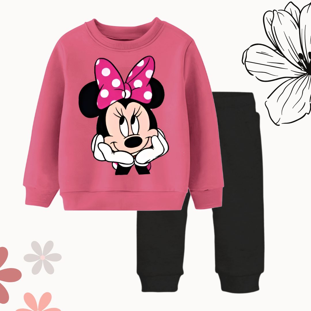 Micky Printed Pink Sweatshirt and trouser for girls