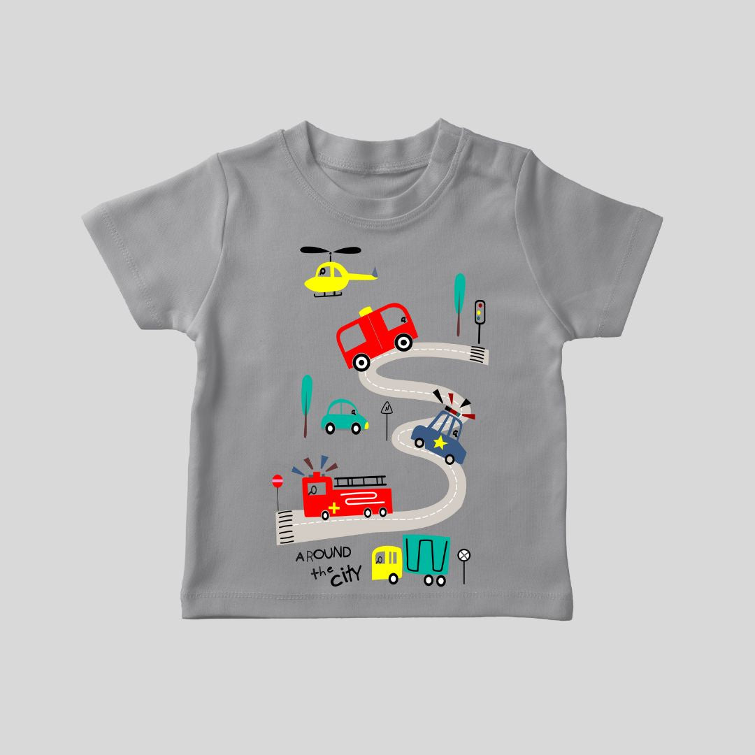 Around the City printed Gry T-shirt