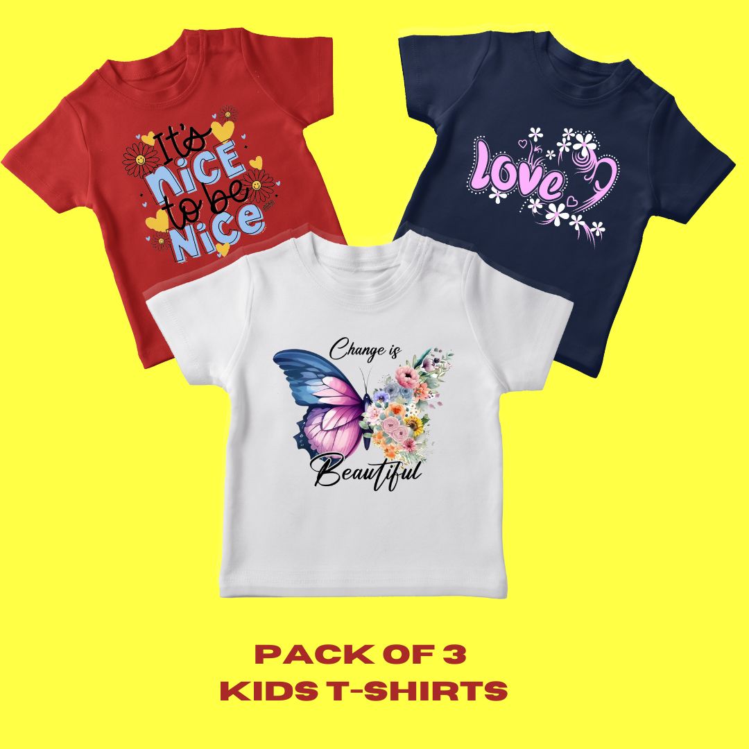 Pack of 3 Best selling T-shirts for Girls